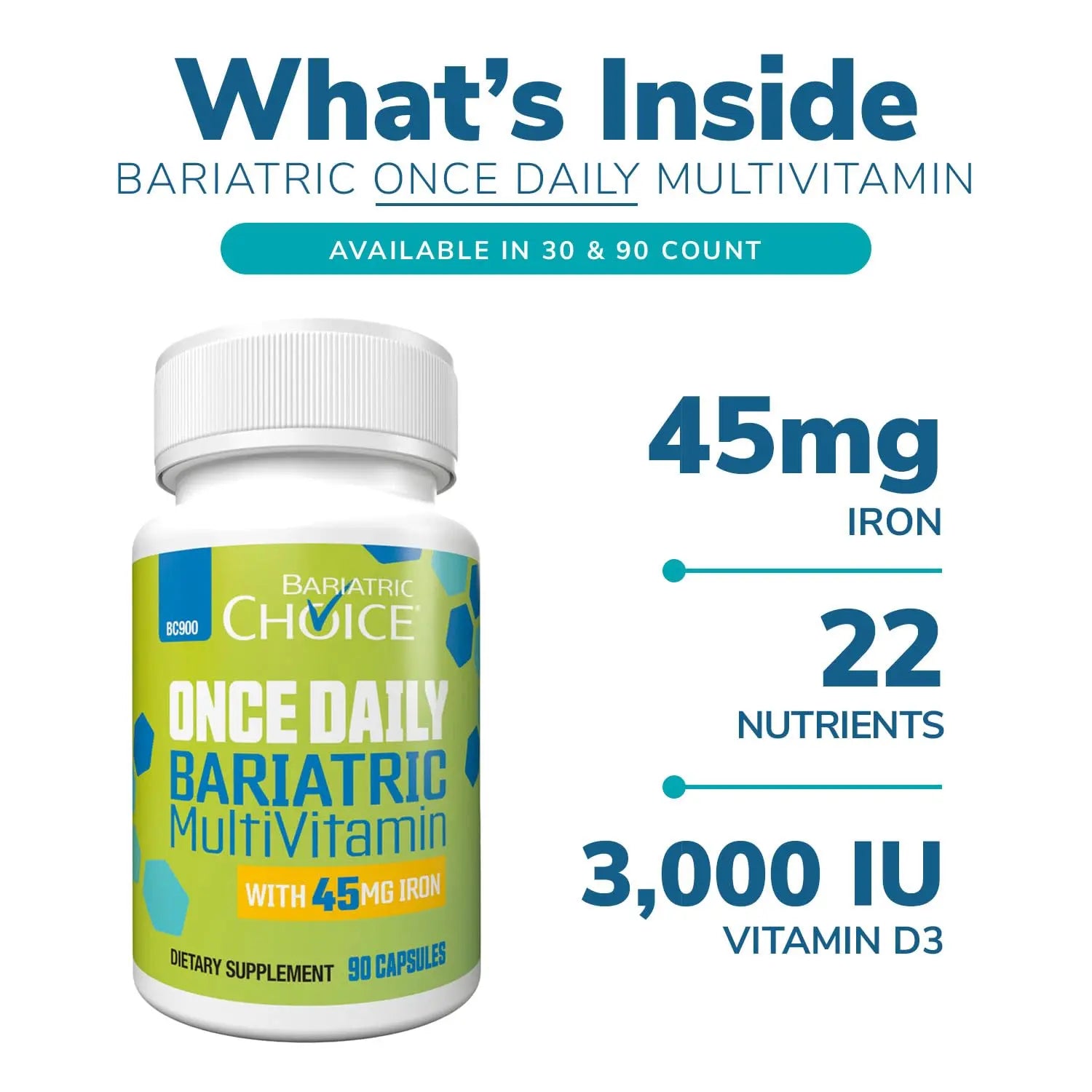 Bariatric Choice Multivitamin & Calcium Bundle (1-Month Supply) | 45mg Iron Multivitamin + 500mg Calcium Citrate with D3 & Probiotics | Bariatric Choice buy australia supplements