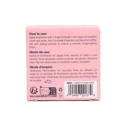 Palladio Under Eye Brightener, Conceal, Brightens, Reduces Appearance of Dark Circles, With Caffeine Peptides & Vitamin E, Tired Skin Color Correcting Brightener & Primer, Light to Medium (Soft Pink) Palladio
