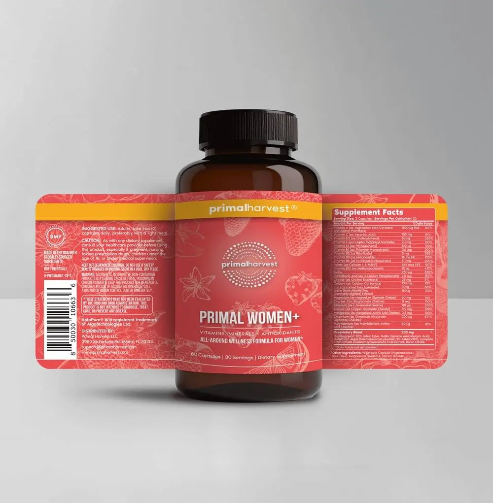 Primal Harvest Women+, Woman's Multivitamin Vitamin A, Vitamin C, Vitamin D and E, Vitamin B12, B6, Biotin, Zinc Supplements,1 Pack 60 Capsules Primal Harvest buy australia supplements