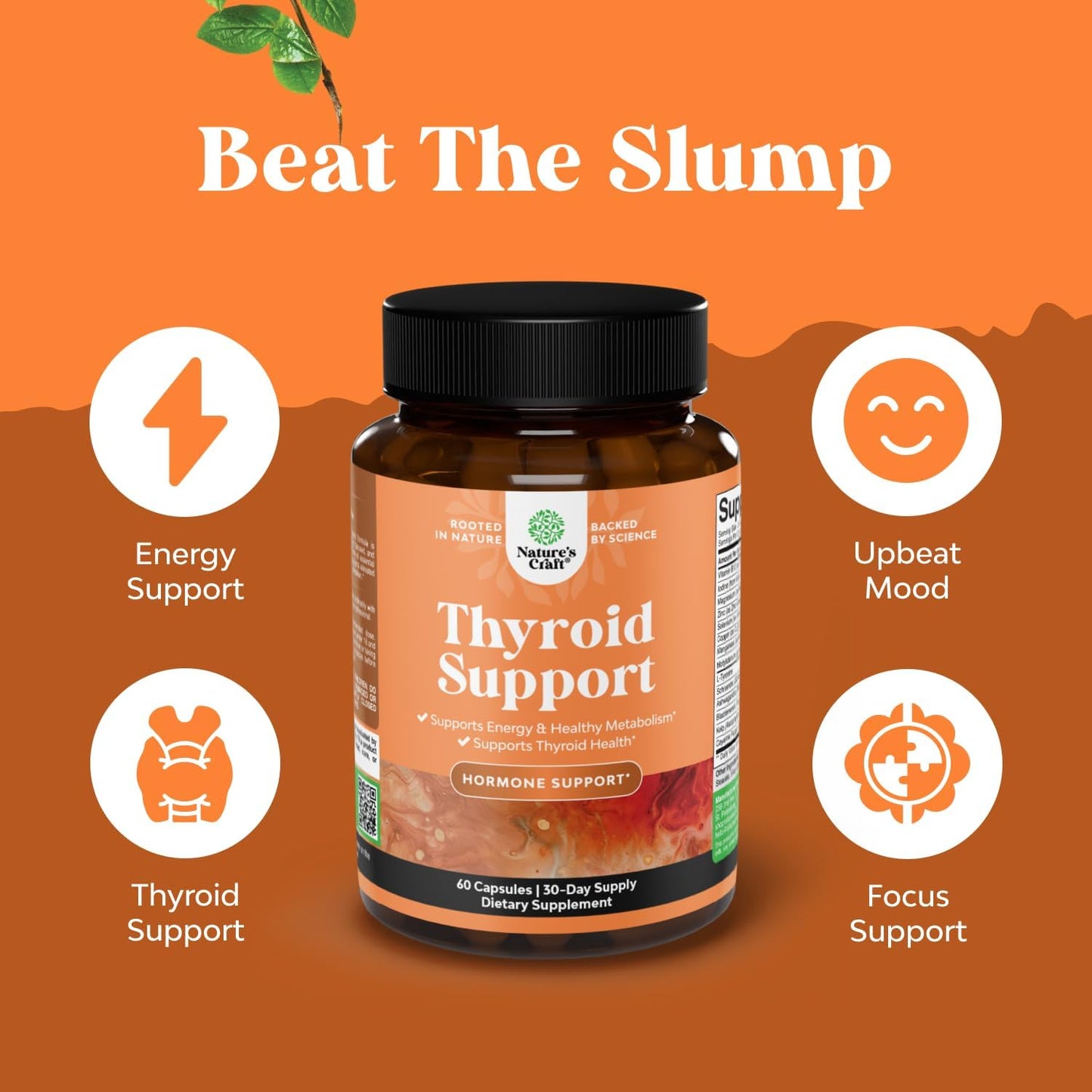 Natures Craft Herbal Thyroid Support Complex - Potent Kelp Iodine Supplement with L Tyrosine, Bladderwrack, Selenium & Ashwagandha for Hormone Balance - Mood & Energy Dietary Pills - 60 Count Gsupps Australia