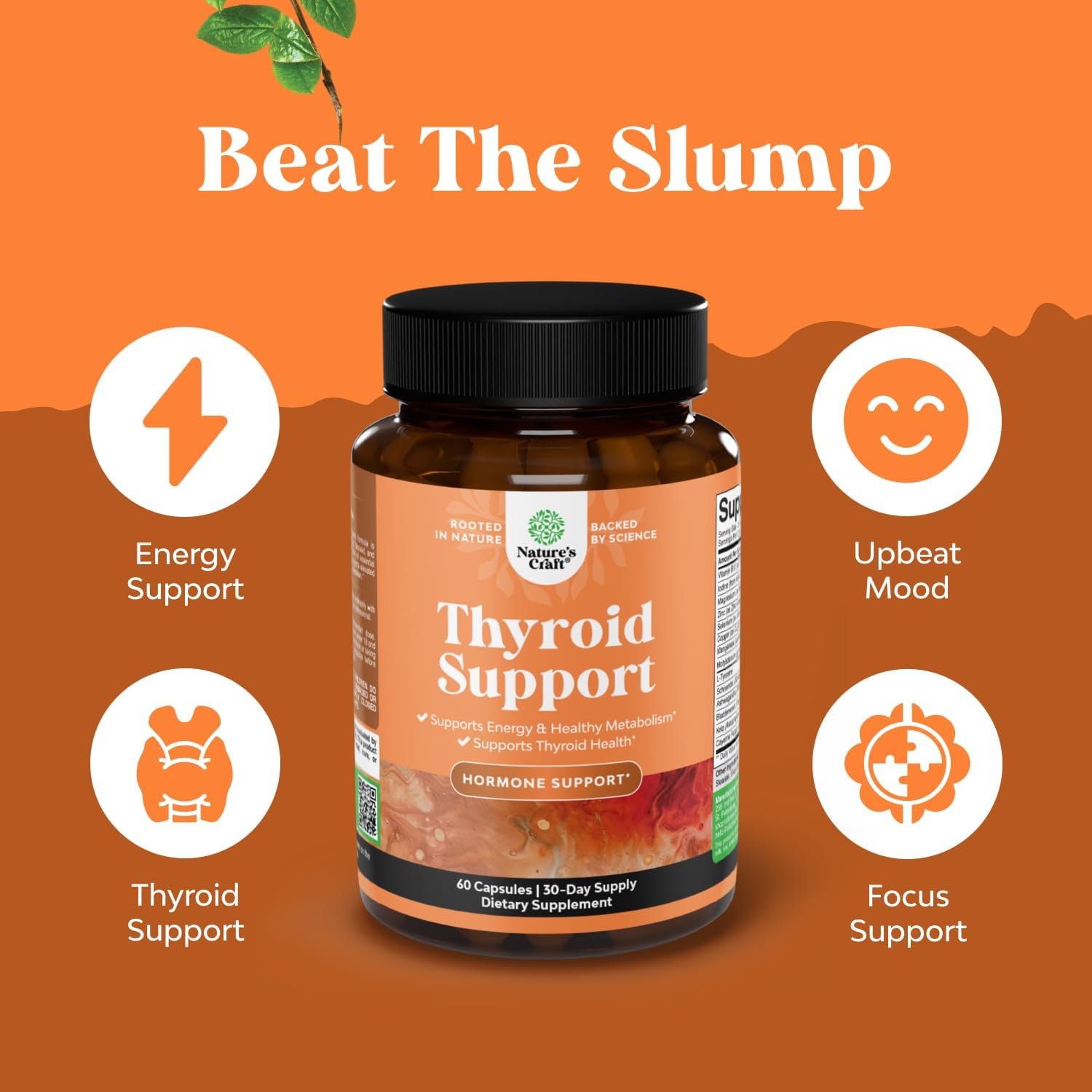 Natures Craft Herbal Thyroid Support Complex - Potent Kelp Iodine Supplement with L Tyrosine, Bladderwrack, Selenium & Ashwagandha for Hormone Balance - Mood & Energy Dietary Pills - 60 Count Gsupps Australia