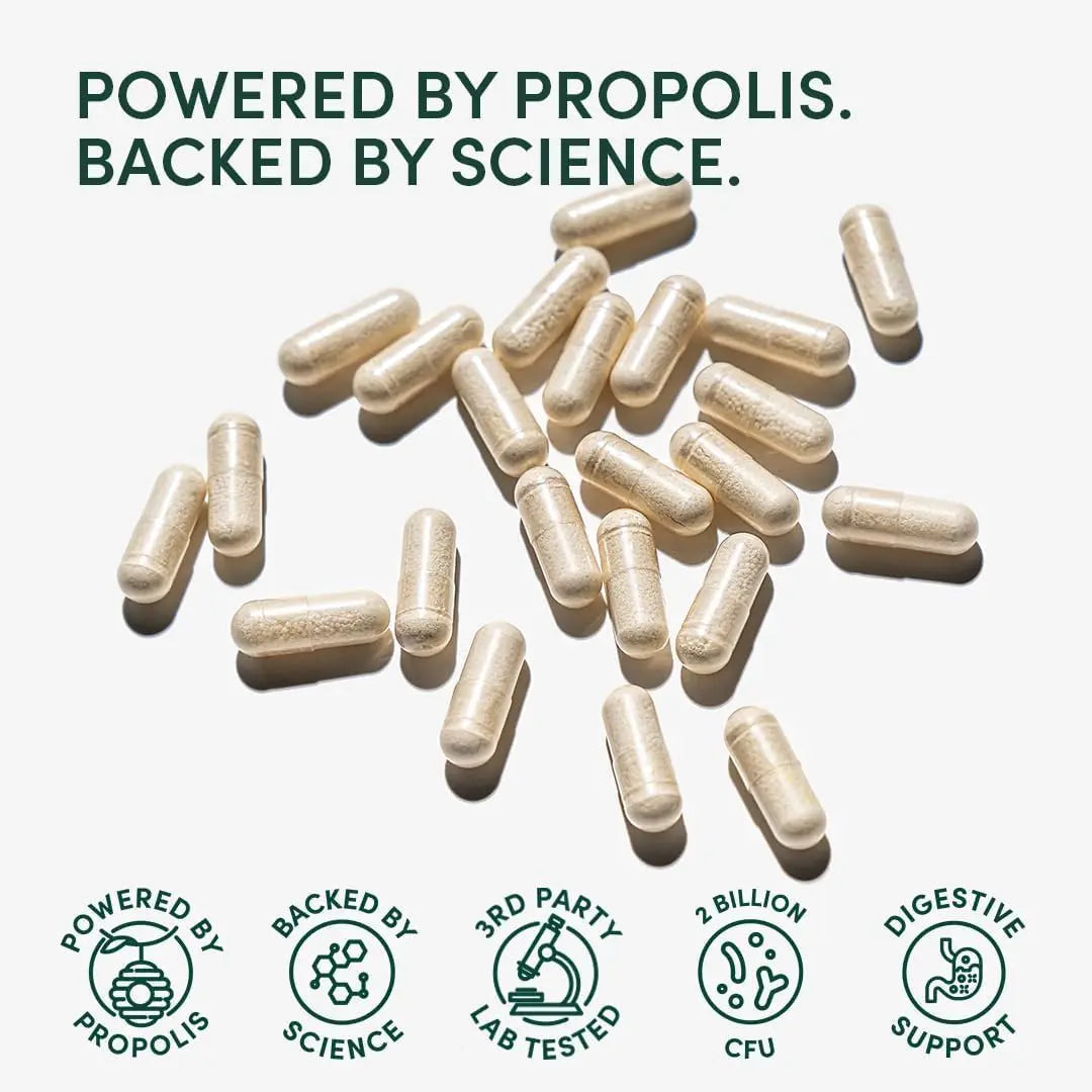 Beekeeper's Naturals Complete Gut Health, 3-in-1 Prebiotic, Postbiotic, Probiotics for Digestive Health & Bloating Relief for Women & Men, Propolis Powered, Gluten-Free Vegan Capsules, 28ct Beekeeper's Naturals buy australia supplements
