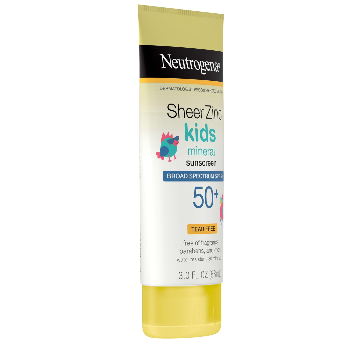 Neutrogena Sheer Zinc Oxide Kids Mineral Sunscreen Lotion, Broad Spectrum SPF 50+ with UVA/UVB Protection, Water-Resistant for 80 Minutes, Paraben-, Dye-, Fragrance- & Tear Free, 3 fl. oz Neutrogena