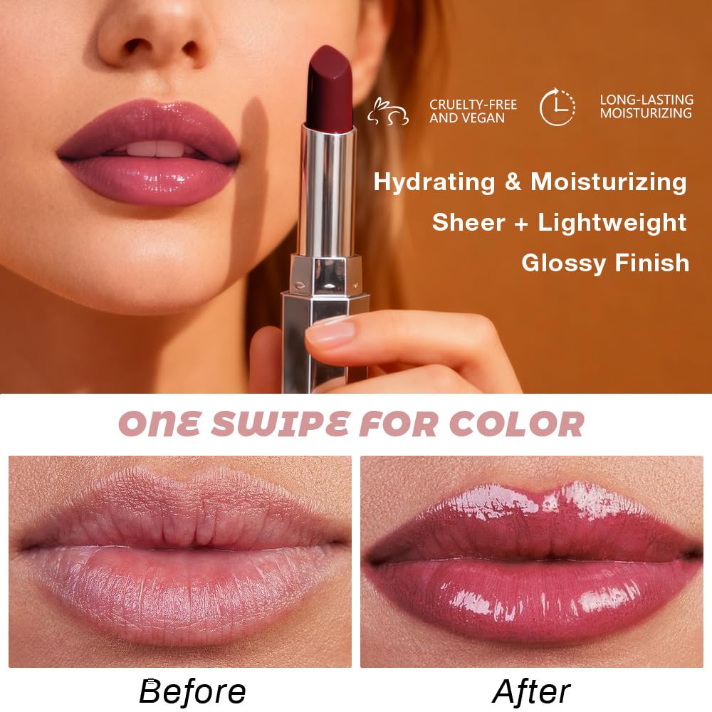 Kaely Lip Oil Stick Makeup, Tinted Lip Balm Glossy Lipstick for Women Kaely