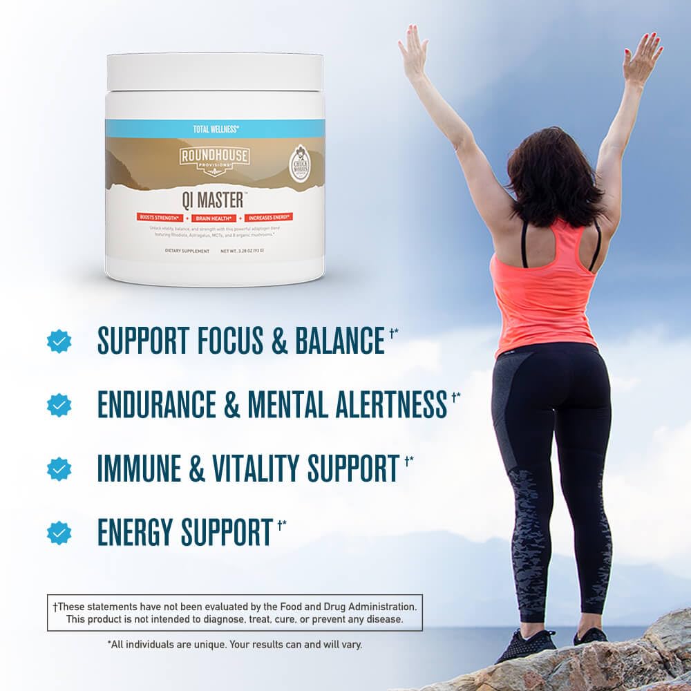 ROUNDHOUSE PROVISION Qi Master Adaptogen Blend, Earthy Mushroom Flavor with Astragalus Root, Rhodiolife Extract, MCT, 8 Organic Mushrooms (30 Scoops) by Chuck Norris ROUNDHOUSE PROVISION buy australia supplements