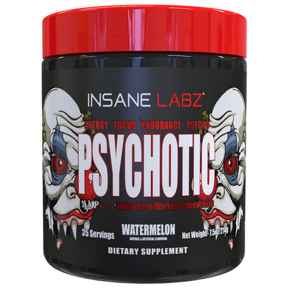Insane Labz Psychotic, High Stimulant Pre Workout Powder, Extreme Lasting Energy, Focus and Endurance with Beta Alanine, Creatine Monohydrate DMAE, 35 Srvgs (Fruit Punch)
