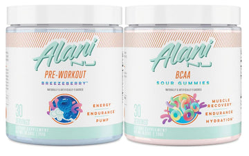 Alani Nu Breezeberry Pre Workout and BCAA Sour Gummies Post Workout Powder Bundle Alani Nu buy australia supplements