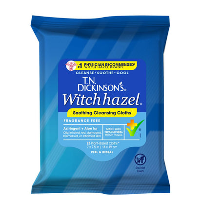 T.N. Dickinson's Witch Hazel Soothing Cleansing Cloths | 25 Wipes T.N. Dickinson's