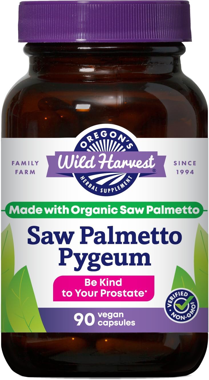 Oregon's Wild Harvest Organic Saw Palmetto Pygeum Herbal Supplement in Vegan Capsules - 90 Count Gsupps Australia