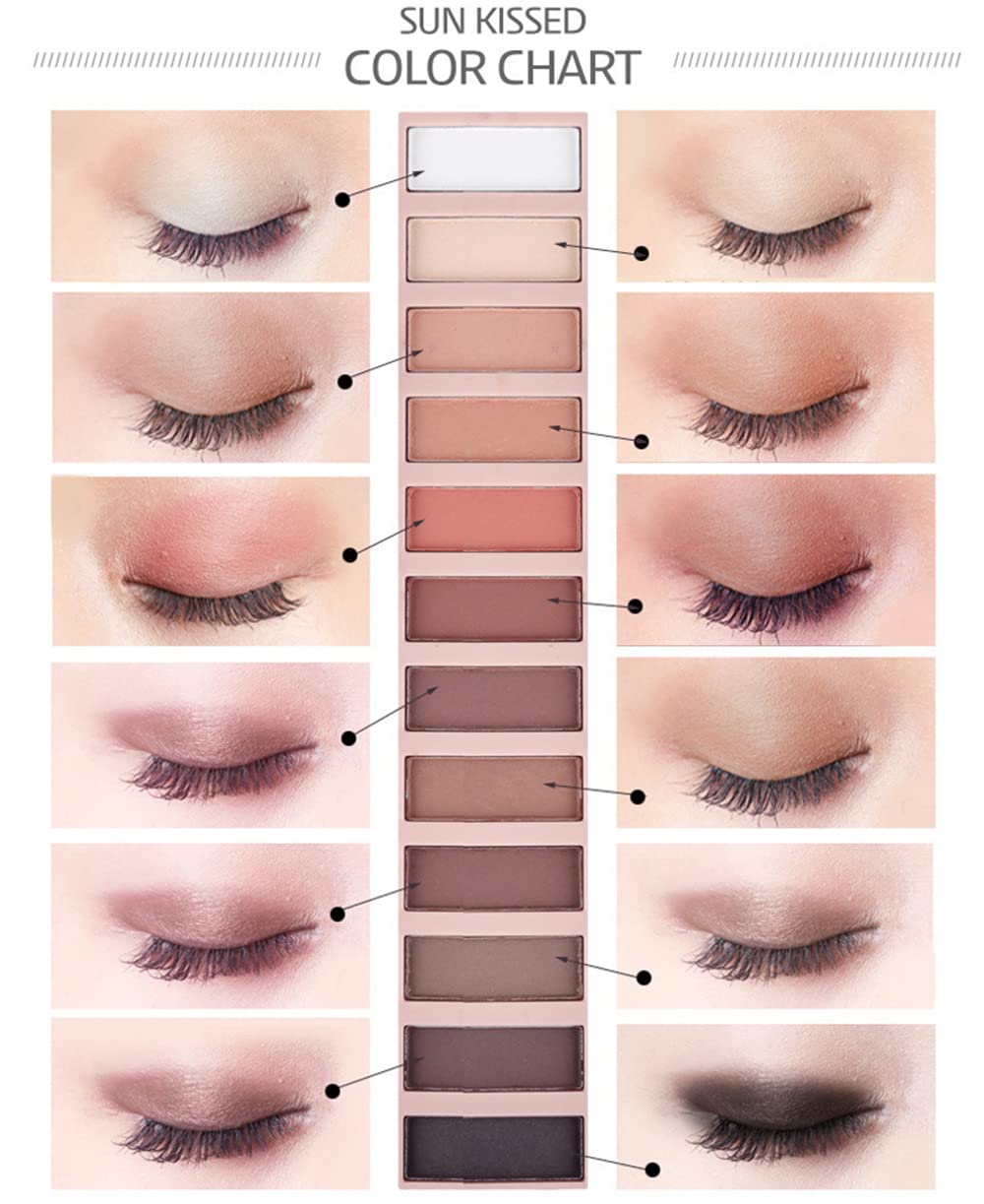 BOLOPER 2 Pack 12 Colors Makeup Nude Colors Eyeshadow Palette Natural Nude Matte Shimmer Glitter Pigment Eye Shadow Pallete Set Waterproof Smokey Professional Beauty Makeup Kit (2 PCS) BOLOPER
