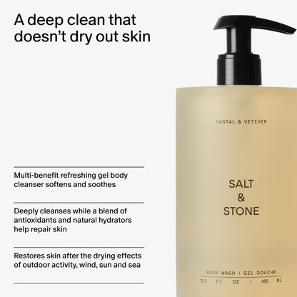 Salt & Stone Body Wash with Antioxidants for Deep Moisture | For Women & Men, Sulfate Salt & Stone