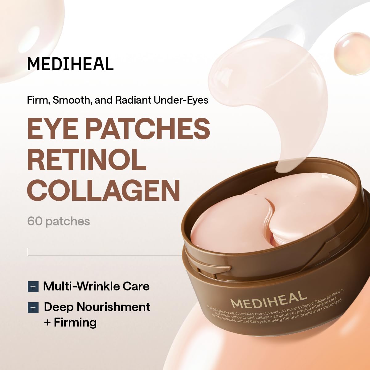MEDIHEAL 95% Retinol & Collagen Under Eye Patches, Wrinkle Care (60 Count) MEDIHEAL