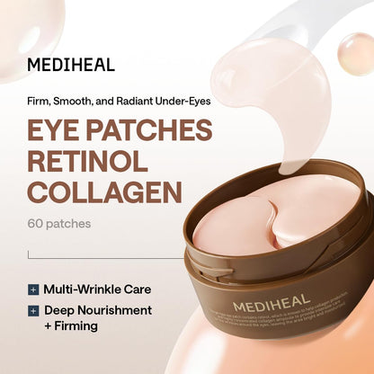 MEDIHEAL 95% Retinol & Collagen Under Eye Patches, Wrinkle Care (60 Count) MEDIHEAL