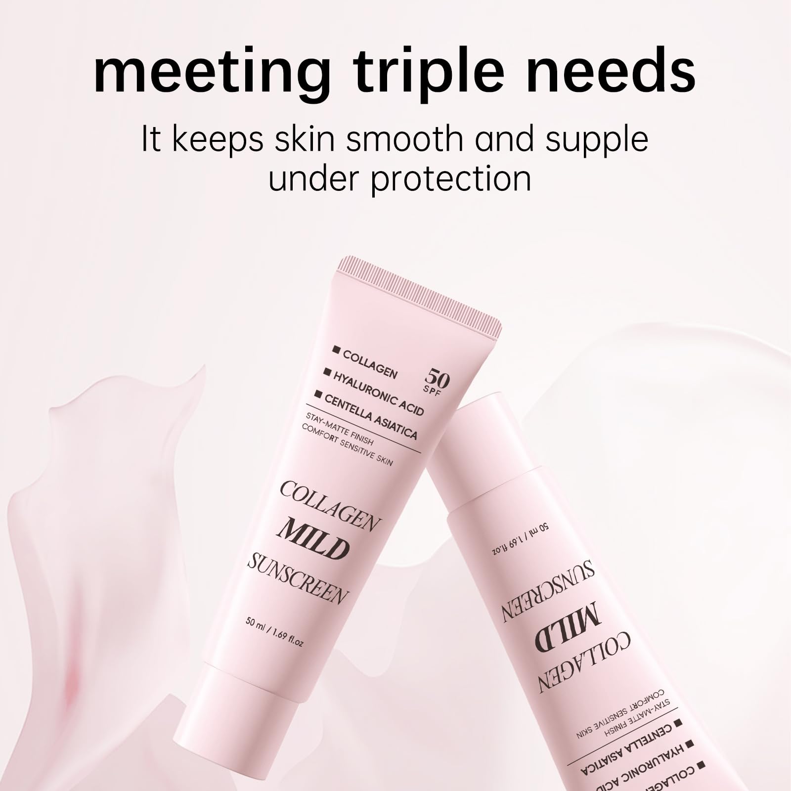 Collagen Mild Sunscreen SPF 50 for Face, Broad Spectrum Protection, Hydrating Facial Sunscreen with Peptides & Cica, Lightweight Non-Greasy, No White Cast, Natural Glow, Travel Size (2 PCS) DR.Seya buy australia supplements