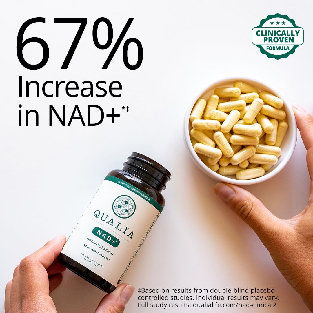 Qualia NAD Supplement — Clinically Proven to Boost NAD+ up to 67%. Optimized Aging, Energy, Focus. Elite NAD+ Booster Ingredients Nicotinamide Riboside (NIAGEN), Niacin, Niacinamide (1 Month Supply) QUALIA LIFE SCIENCES buy australia supplements