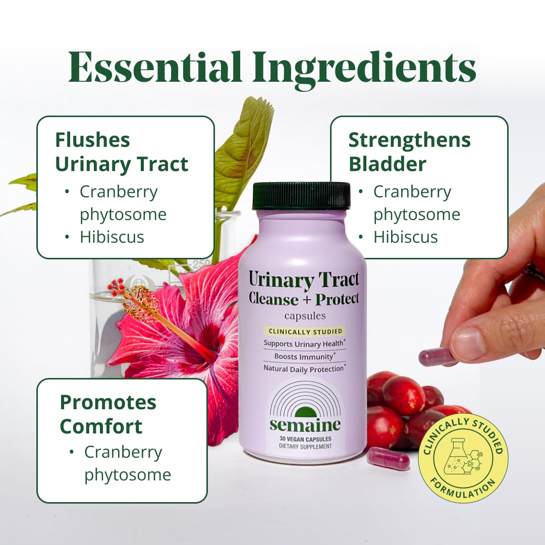Semaine Urinary Tract Cleanse & Protect – 30 ct, Bladder Support Supplement for Women, Flushes Urinary Tract. Combines Cranberry Proanthocyanidins with Hibiscus. Semaine buy australia supplements