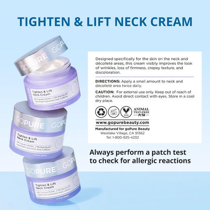 goPure Tighten & Lift Neck & Chest Moisturizer Cream for Visibly Firming, Tightening and Lifting the Look of Wrinkles & Crepey Skin, 1.7oz goPure