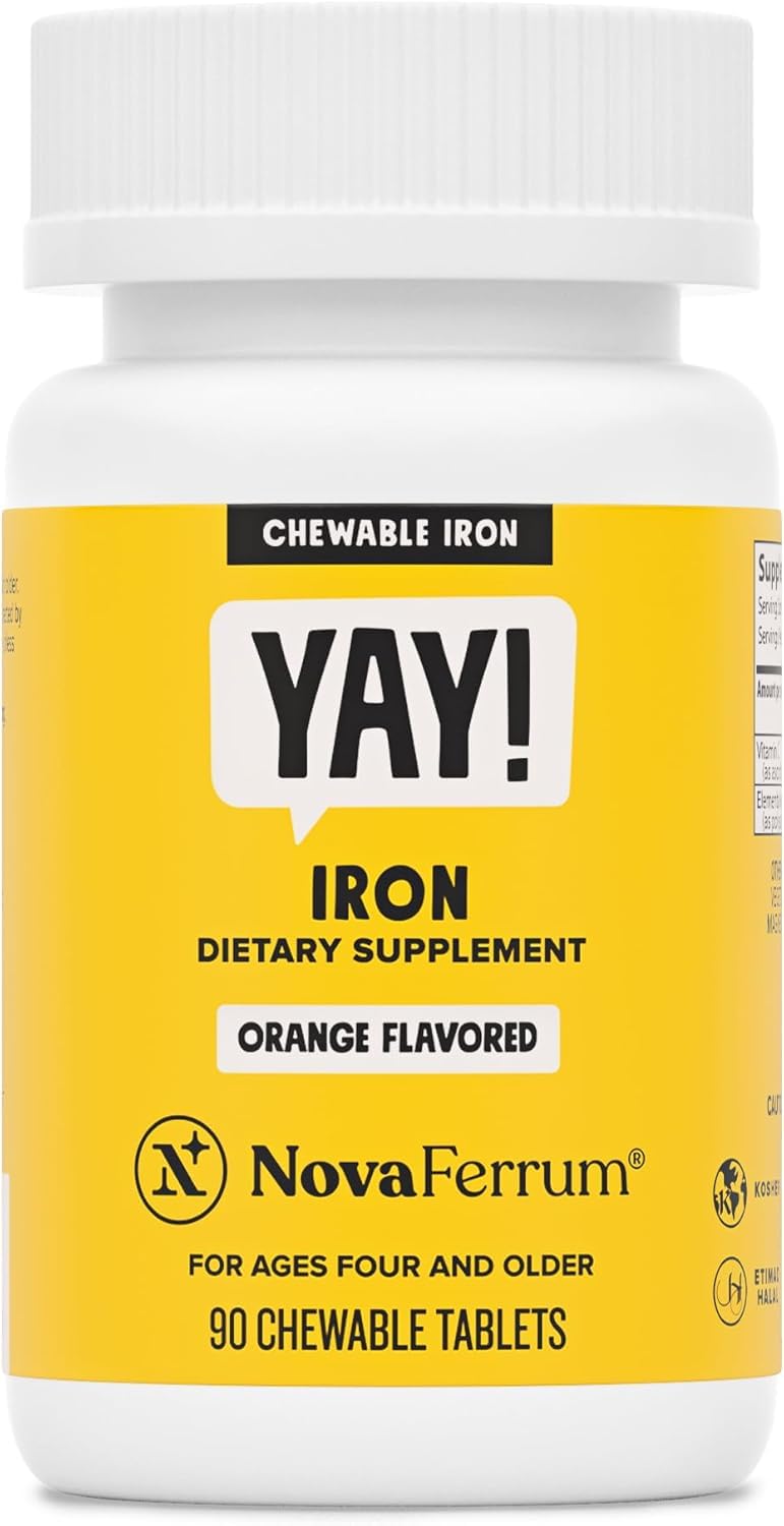 NovaFerrum Yay | Chewable Iron Supplement for Kids & Adults Ages 4 and Over | 18mg of Iron | 90 Servings | Sugar Free NovaFerrum
