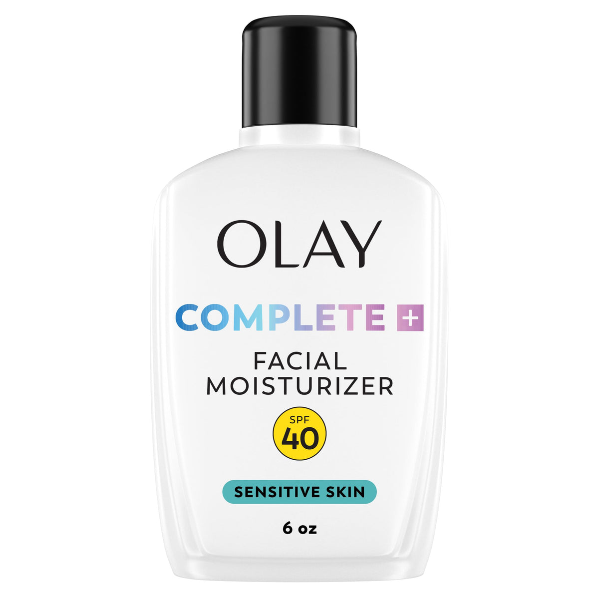Olay Complete+ Face Moisturizer with Sunscreen SPF 40, For Sensitive Skin, Broad Spectrum Sun Protection, Fragrence-Free - No White Cast on All Tones, Nourishes Moisture Barrier - Ceramides, 6 Oz Olay
