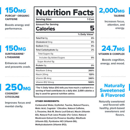 Legion Energy Drink - Naturally Sweetened and Flavored Healthy Energy Drinks - Sugar Free Energy Drinks w/Natural Caffeine, Theanine, Taurine, Citicoline and B Complex Vitamins (12 Pack) Fruit Punch