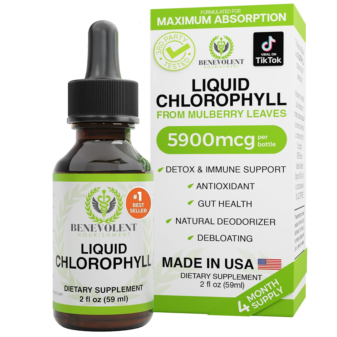 Benevolent Nourishment Chlorophyll Supplement, Detox & Immune Support, Internal Deodorizer, Liquid Drops Benevolent Nourishment