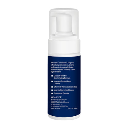 OCuSOFT Lid Scrub Original Foaming Eyelid Cleanser - Mild Instant Foaming Eyelid & Eyelash Cleanser - Daily Eyelid Wash to Remove Oil, Dust, Pollen & Eye Makeup - 7.25 fl oz OCuSOFT
