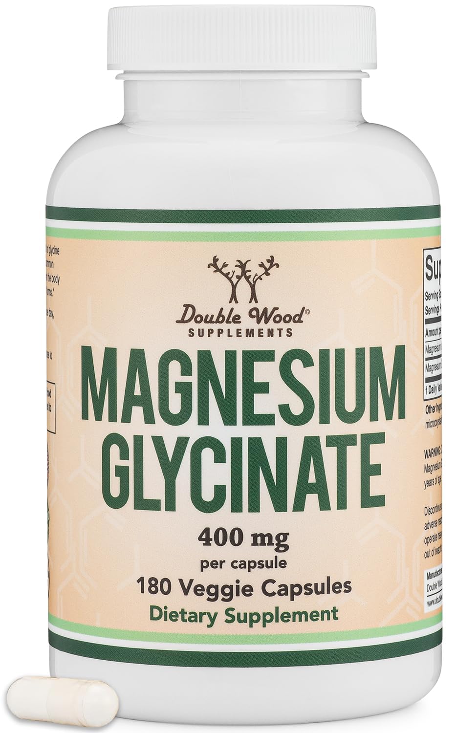 Magnesium Glycinate 400mg | 180 Capsules | Sleep, Muscle, & Heart Support | Vegan, Third Party Tested, Gluten Free, Non-GMO, by Double Wood Supplements Double Wood Supplements buy australia supplements
