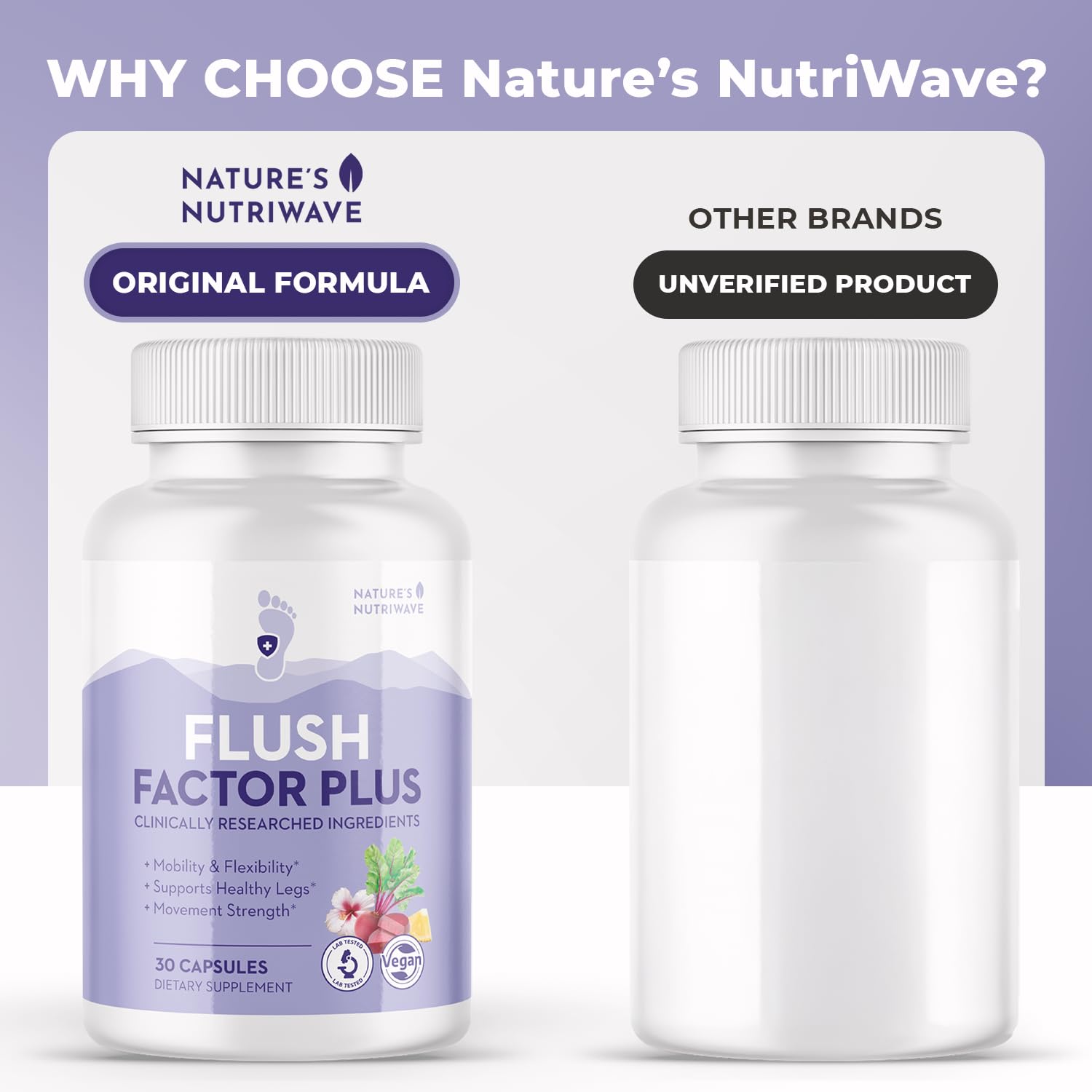 Nature’s NutriWave Flush Factor Plus - Original Formulated FlushFactorPlus for Leg Comfort, 100% Natural Ingredients, Made in USA, No Stimulants | 30 Capsules, 3 Month Supply Nature’s NutriWave buy australia supplements