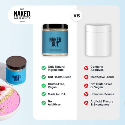 NAKED Gut - Daily Gut Health Supplement - Natural Gut Health Powder for Gut Cleanse, Digestive Support, GMO-Free, Soy-Free, Gluten-Free, NAKED