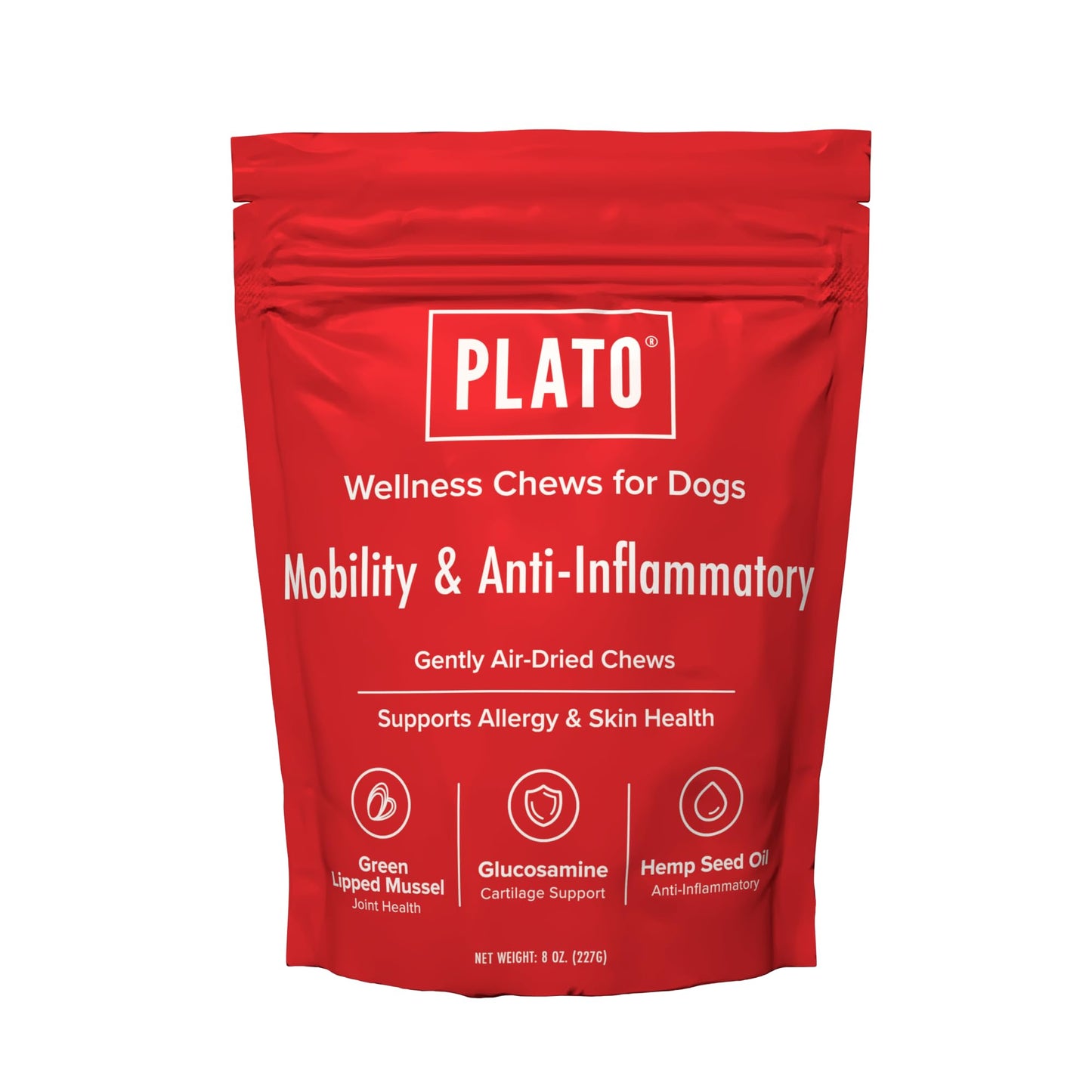 PLATO Pet Treats Air-Dried Wellness Chews for Dogs – Functional Dog Chews – Supports Mobility & Joint Health – Green-Lipped Mussel, Glucosamine & Hemp Seed Oil Recipe 16oz Gsupps Australia
