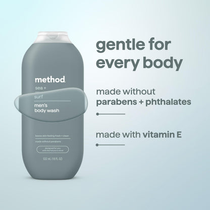 method Men’s Body Wash, Sea + Surf Scent, 18 fl oz Method