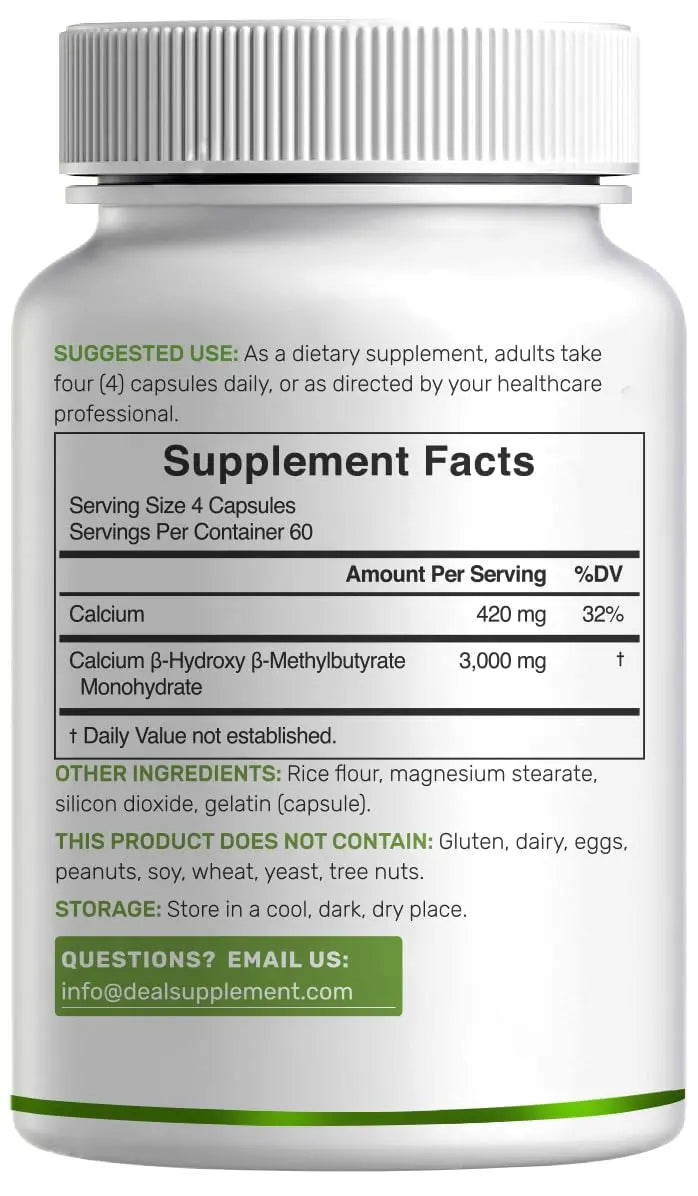 Ultra Strength HMB Supplements 3,000mg Per Serving, 240 Capsules | Third Party Tested | Supports Muscle Growth, Retention DEAL SUPPLEMENT