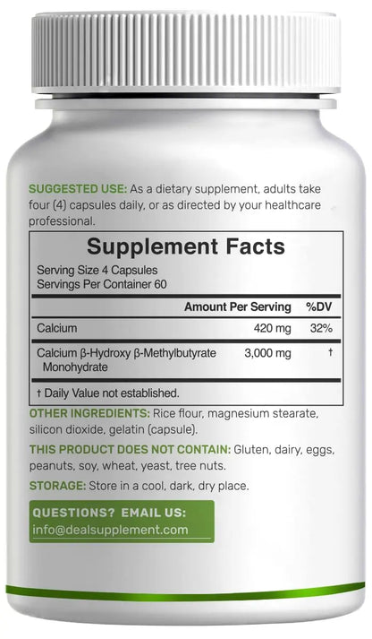 Ultra Strength HMB Supplements 3,000mg Per Serving, 240 Capsules | Third Party Tested | Supports Muscle Growth, Retention DEAL SUPPLEMENT