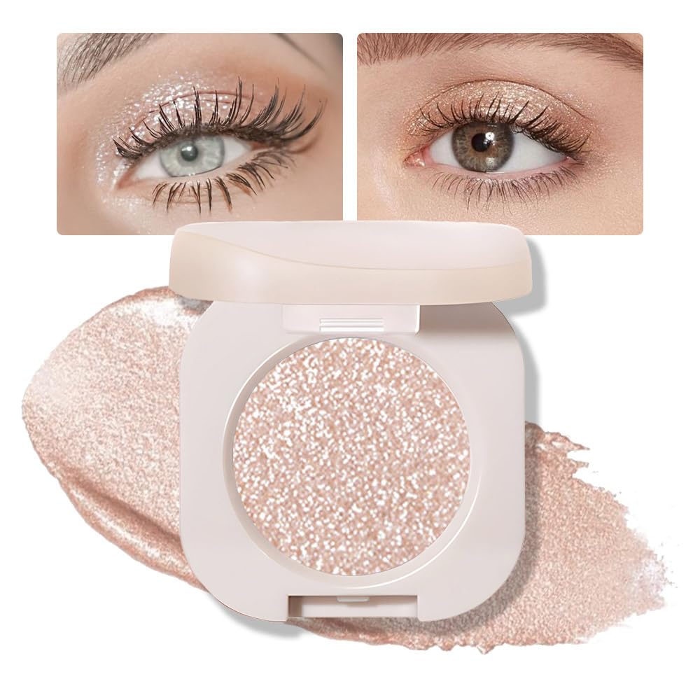 FeiCuiYun Glitter Shimmer Sparkle Eye Shadow Palette Makeup for Older Women, Pearl White Silver Glitter Shimmer Metallic Holographic Iridescent Cream Iridescent Single Monochrome Eyeshadow Makeup, 11 FeiCuiYun