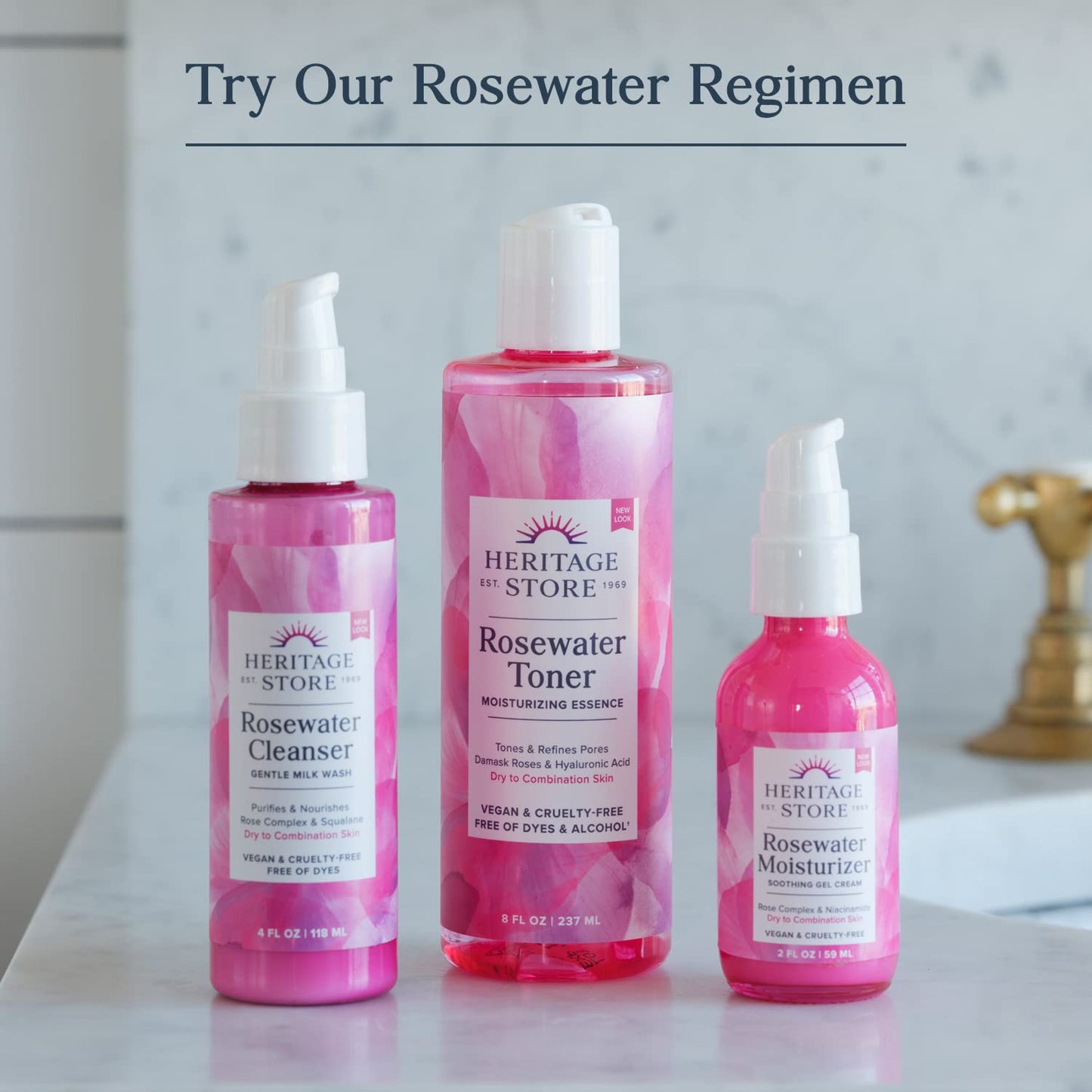 HERITAGE STORE Rosewater & Glycerin Hydrating Facial Mist - Dry Combination Skin Care HERITAGE STORE