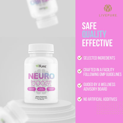 Pure Neuro Boost | 30 Capsules |  Supplement to Support Energy, Memory, and Focus | Supports Better Concentration & Healthy Brain Function PURE