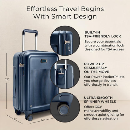 Briggs & Riley Sympatico Essential 22 Inch Carry-On Front Pocket, Navy Gsupps Australia