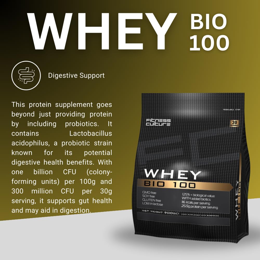 Fitness Culture Whey Bio 100 Whey Protein Powder with Pre and Pro Biotics Raspberry Flavour My Store buy australia supplements