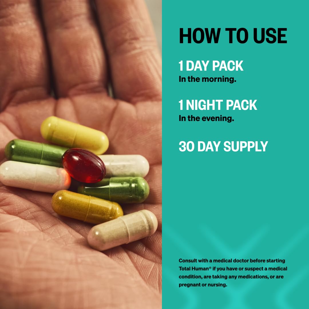 ONNIT Total Human Adult Multivitamin Comprehensive Capsule Packs with Day and Night Support, Daily Vitamin Packs for Men and Women, Dietary Supplement Capsules, 30-Day Supply, 60 Packs ONNIT buy australia supplements
