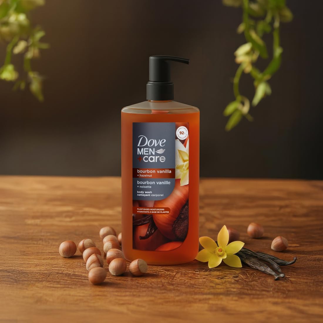 Dove Men Moisturizing Body Wash, Bourbon Vanilla + Hazelnut, 26 oz DOVE MEN + CARE