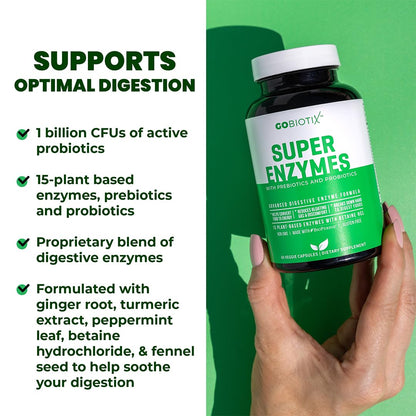 GoBiotix Digestive Enzymes Supplement with Prebiotics and Probiotics for Women and Men - Gut Health, Gluten Digestion, Lactose Absorption GOBIOTIX