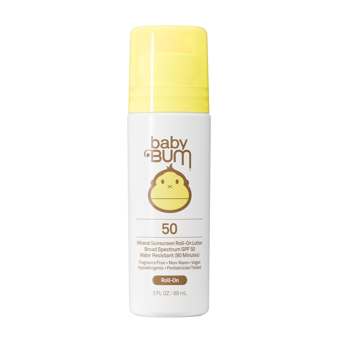 Sun Bum Baby Bum Mineral SPF 50 Roll-On Sunscreen - Vegan and Hawaii 104 Act Compliant (Without Octinoxate & Oxybenzone) - Broad Spectrum Moisturizing UVA/UVB - Travel Size - 3 oz Sun Bum