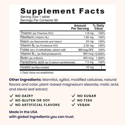 EZ Melts Dissolvable B-Complex - Vitamin B Complex - Provides Energy Metabolism & Heart Health Support - with Methylated B12 & Folate - Non-GMO & Vegan EZ Melts