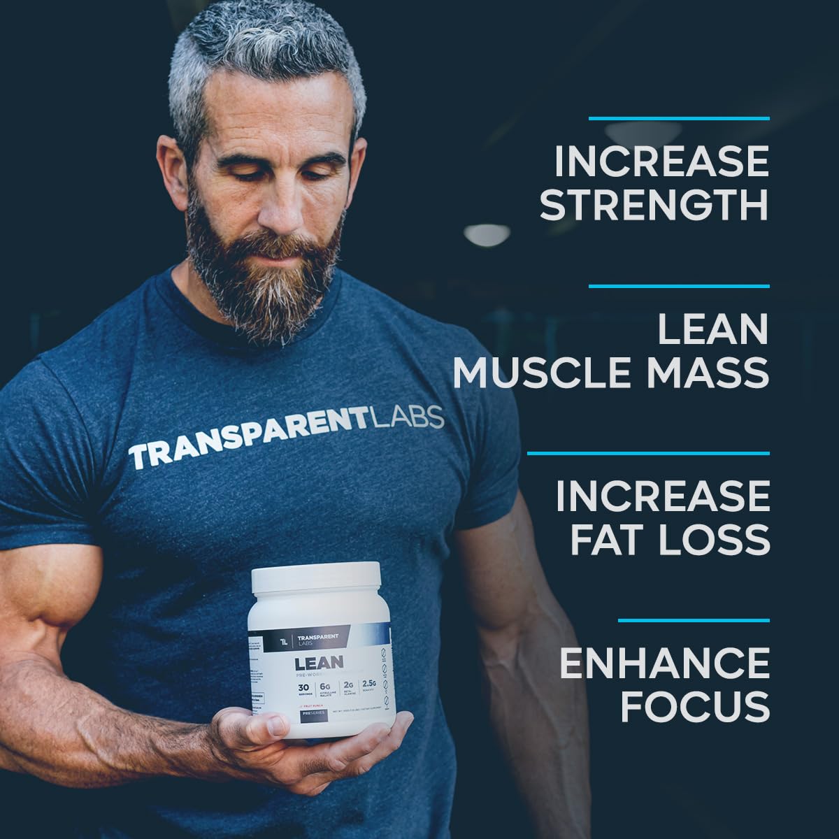 Transparent Labs Lean Pre-Workout - Body Recomposition Pre Workout for Men and Women with Acetyl L-Carnitine, Beta Alanine Powder, & PurCaf Organic Caffeine Powder - 30 Servings, Strawberry Lemonade