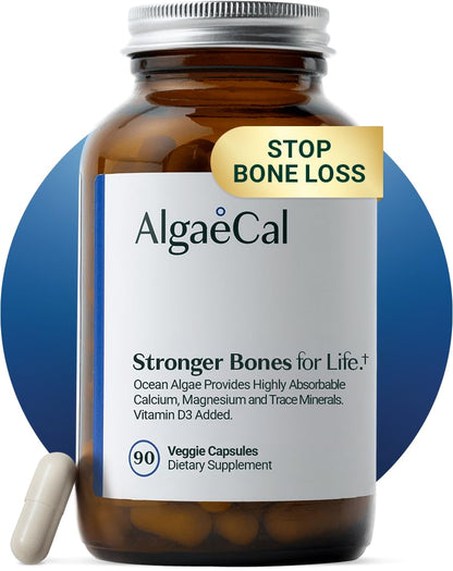 ALGAECAL - Plant Based Calcium Supplement for Women & Men - Organic Calcium 750mg with Vitamin D3 1000 IU, 13 Minerals for Bone Strength ALGAECAL