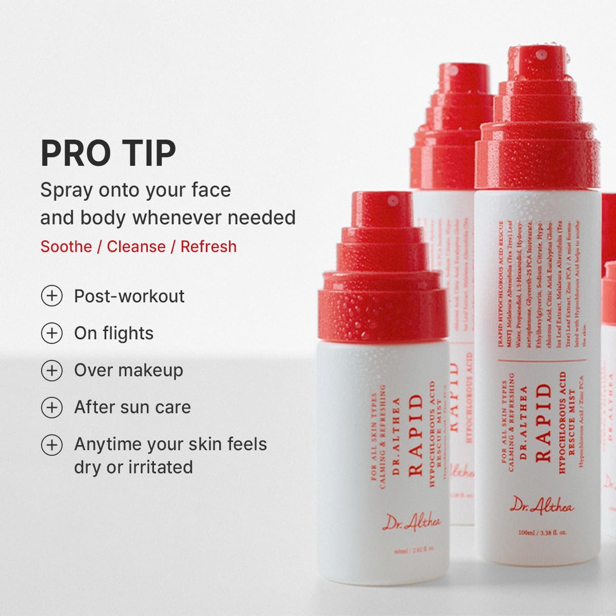 Dr.Althea Rapid Hypochlorous Acid Rescue Mist, Korean Skin Care, 3.38 Fl Oz Dr.Althea