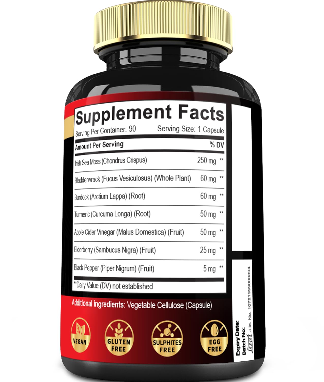7in1 Irish Sea Moss Capsules 6750 Mg with Organic Bladderwrack & Burdock Root, Turmeric, Apple Cider Vinegar - Raw Seamos Pills for Hair, Skin, Thyroid Healths - 90 Caps for 3-Month Supply Mecisco buy australia supplements