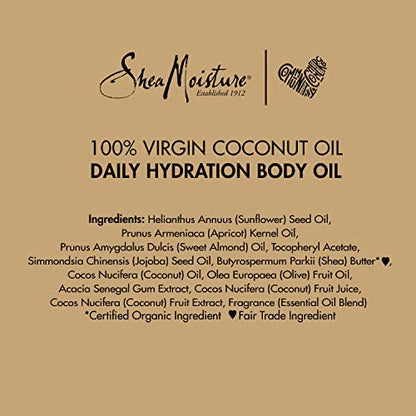 SheaMoisture Daily Hydration Body Oil Virgin Coconut Oil For Dry Skin Paraben Free 8 oz Shea Moisture