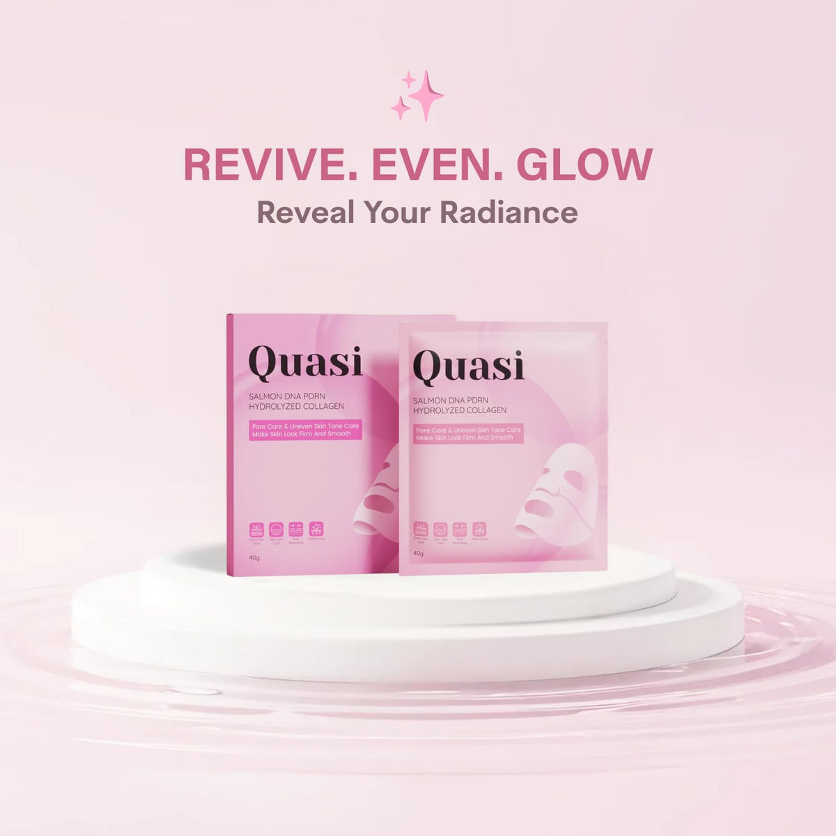 Quasi Salmon PDRN Collagen Mask – Korean Skin care Gel Face Mask for Hydration, Firming & Smoothing Skincare, Collagen Boost & Pore Care – 4 Masks, Non-Irritating, Natural Ingredients Quasi