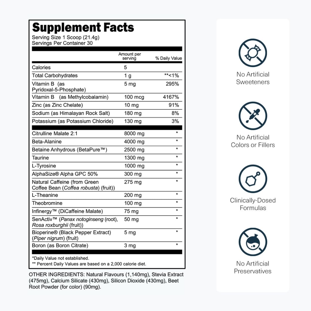 Transparent Labs Bulk Black Pre Workout - Clinically Dosed, Sugar Free Preworkout for Men and Women with Beta Alanine Powder, Citrulline Malate Transparent Labs buy australia supplements